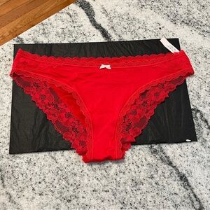 2016 NWT Victoria’s Secret Very Sexy Red Satin Nylon Cheekini Panties VS large L